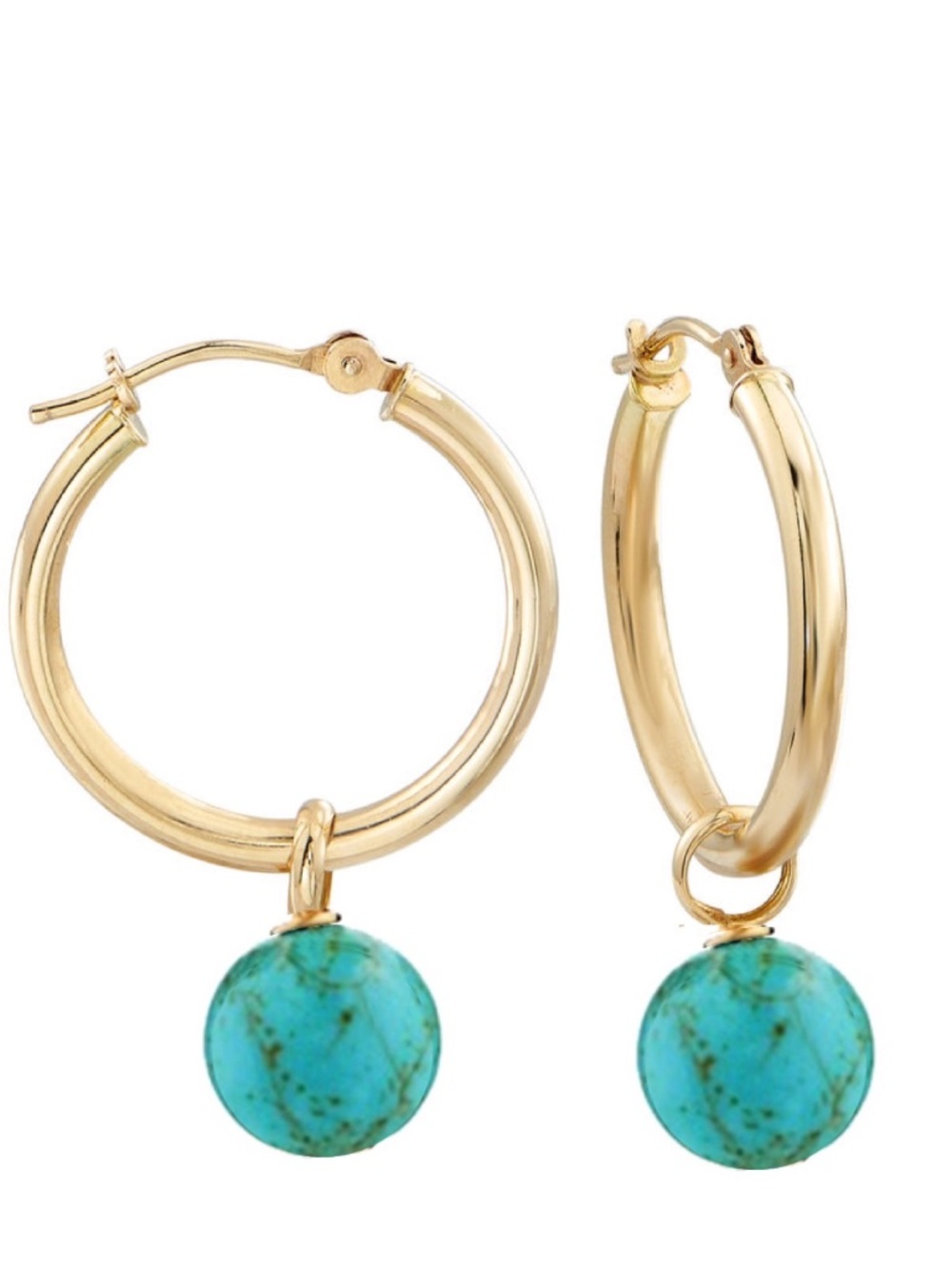 New 18k Gold Plated Turquoise Hoop Earrings